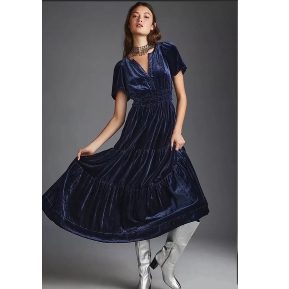 Anthropologie Dresses & Skirts - Anthropologie Somerset Maxi Dress Velvet Edition Sapphire Blue XXS ANTHRO NEW